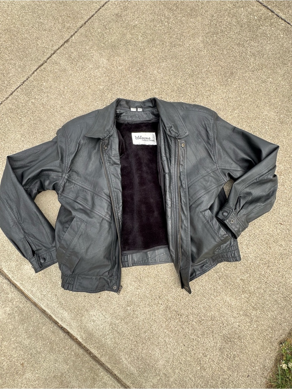 1980’s Vintage Wilson Black Leather Bomber Jacket with Plush Lining